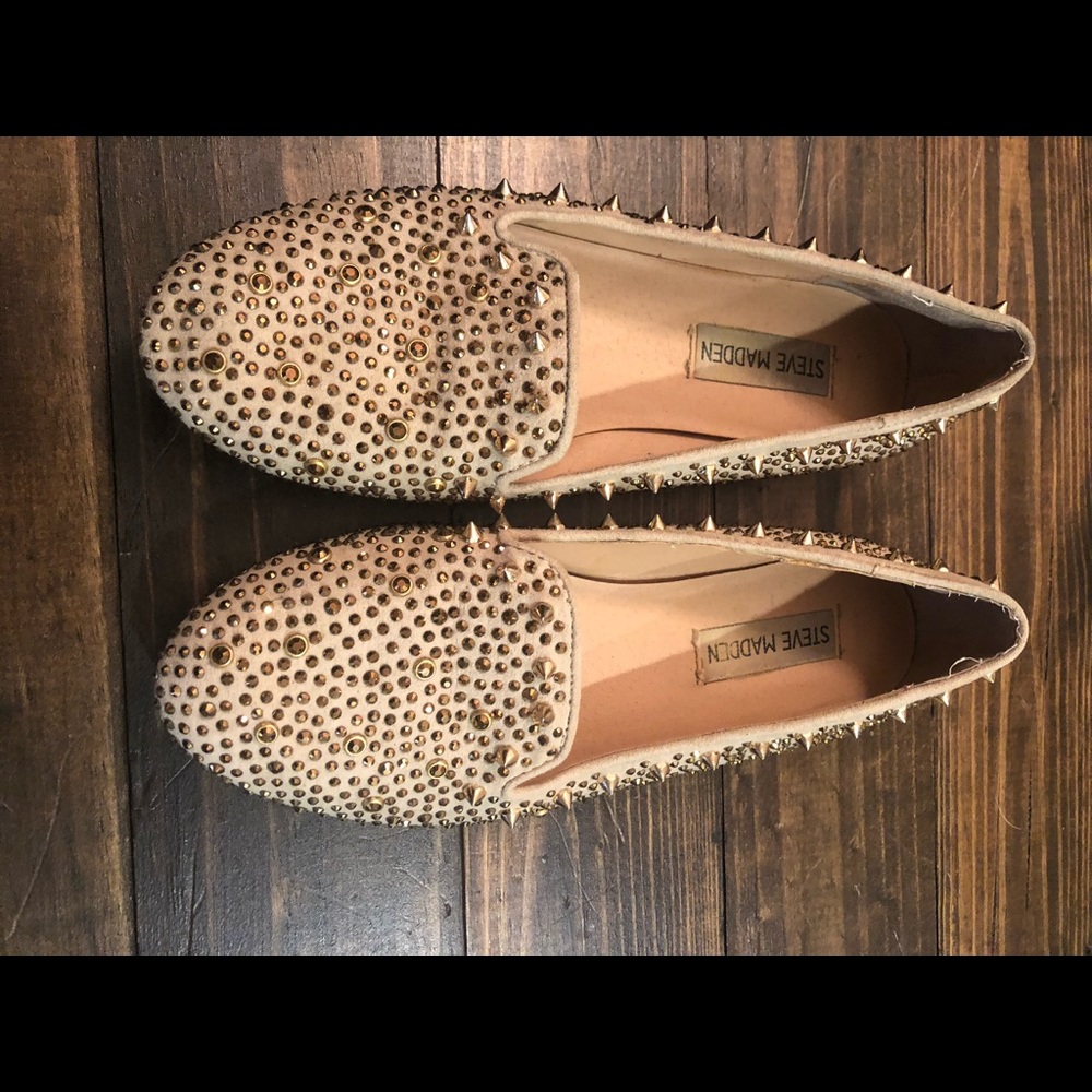 Steve Madden flats with gold spikes